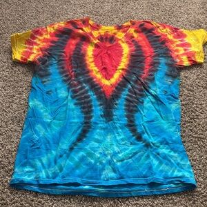 Hanes Red and Yellow Tie-Dye V-Neck T-Shirt